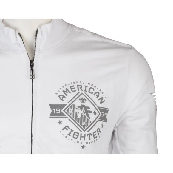 American Fighter Men's Track Jacket Massachusetts White Premium Athletic - Picture 3 of 6